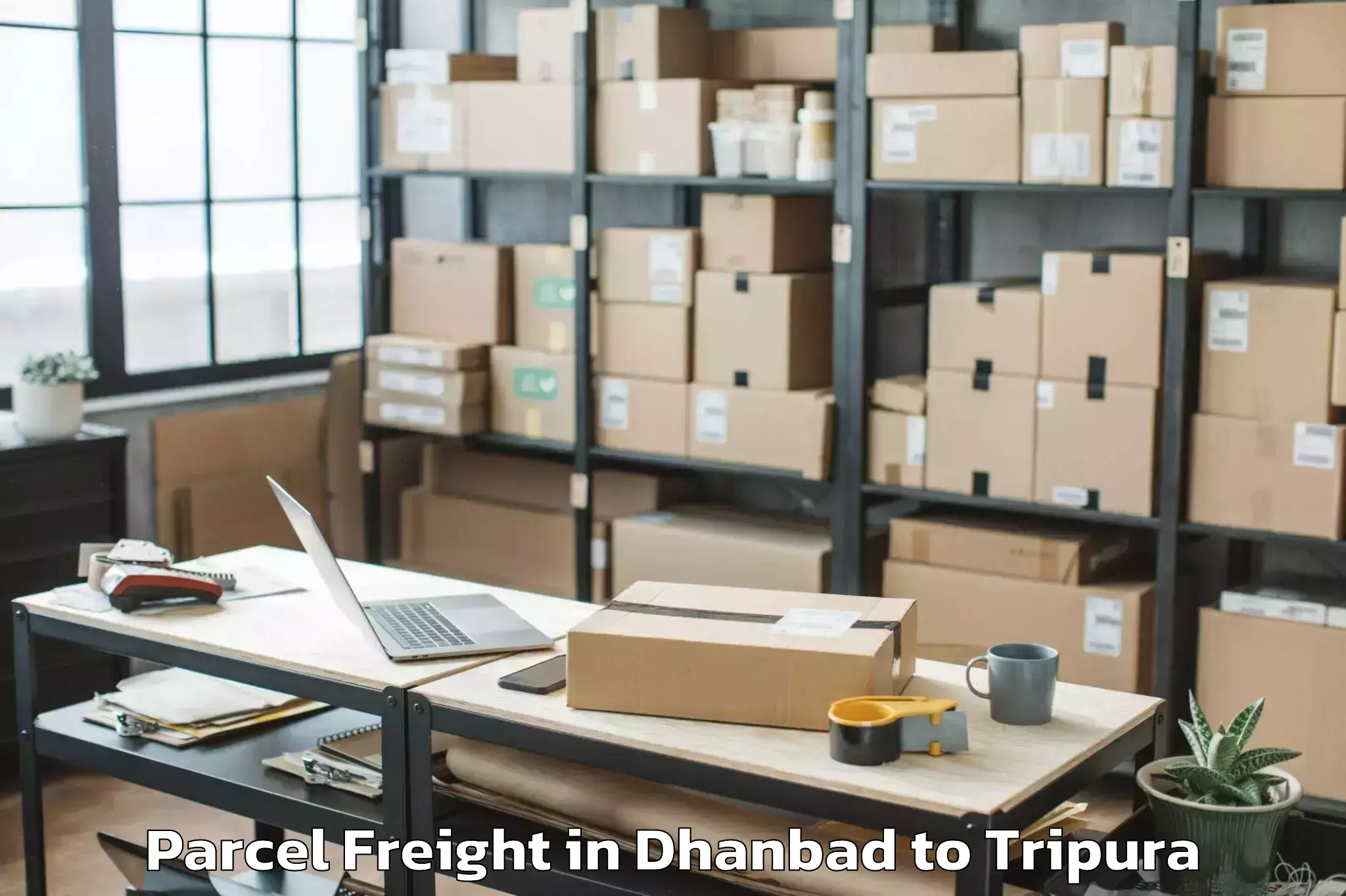 Top Dhanbad to Kailashahar Airport Ixh Parcel Freight Available